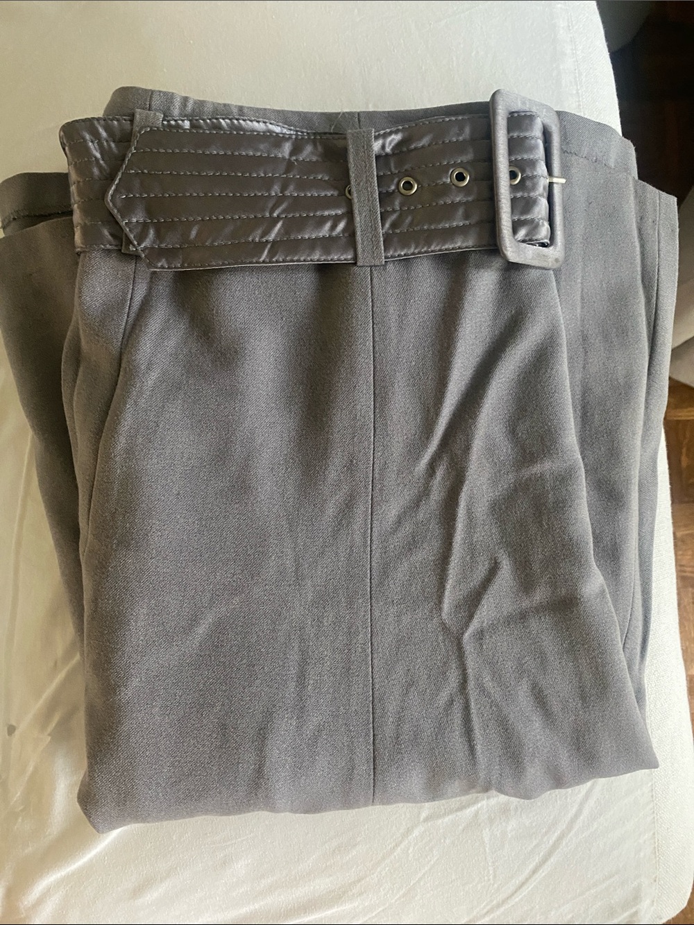 Grace Elements Gray A-Line Skirt with Belted Waist